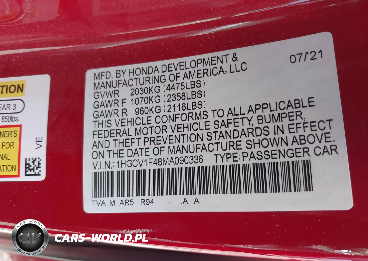 2021 Honda Accord Sport Special Edition VIN:1HGCV1F48MA090336 - 9