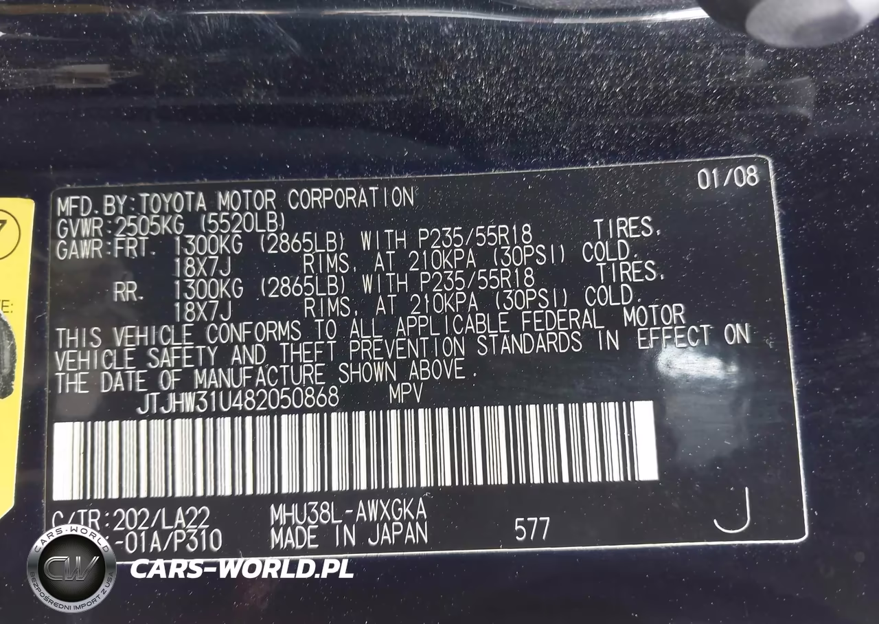 2008 Lexus Rx 400H VIN:JTJHW31U482050868 - 9