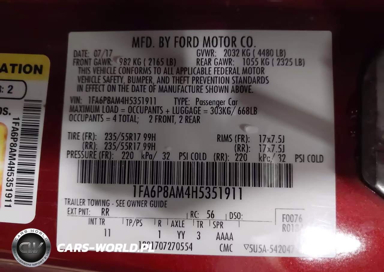 2017 Ford Mustang V6 VIN:1FA6P8AM4H5351911 - 9
