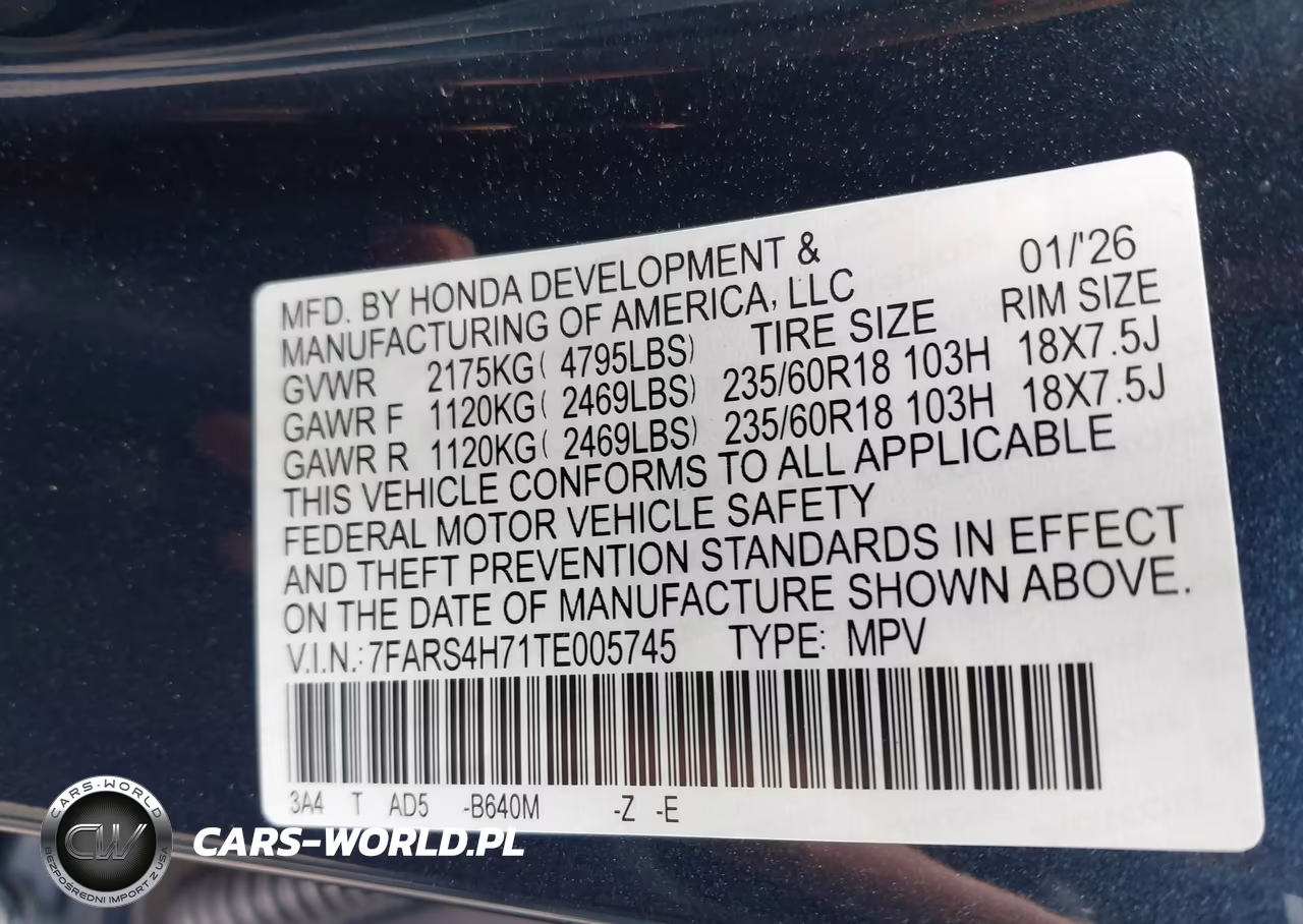 2026 Honda Cr-V Ex-L Awd VIN:7FARS4H71TE005745 - 9