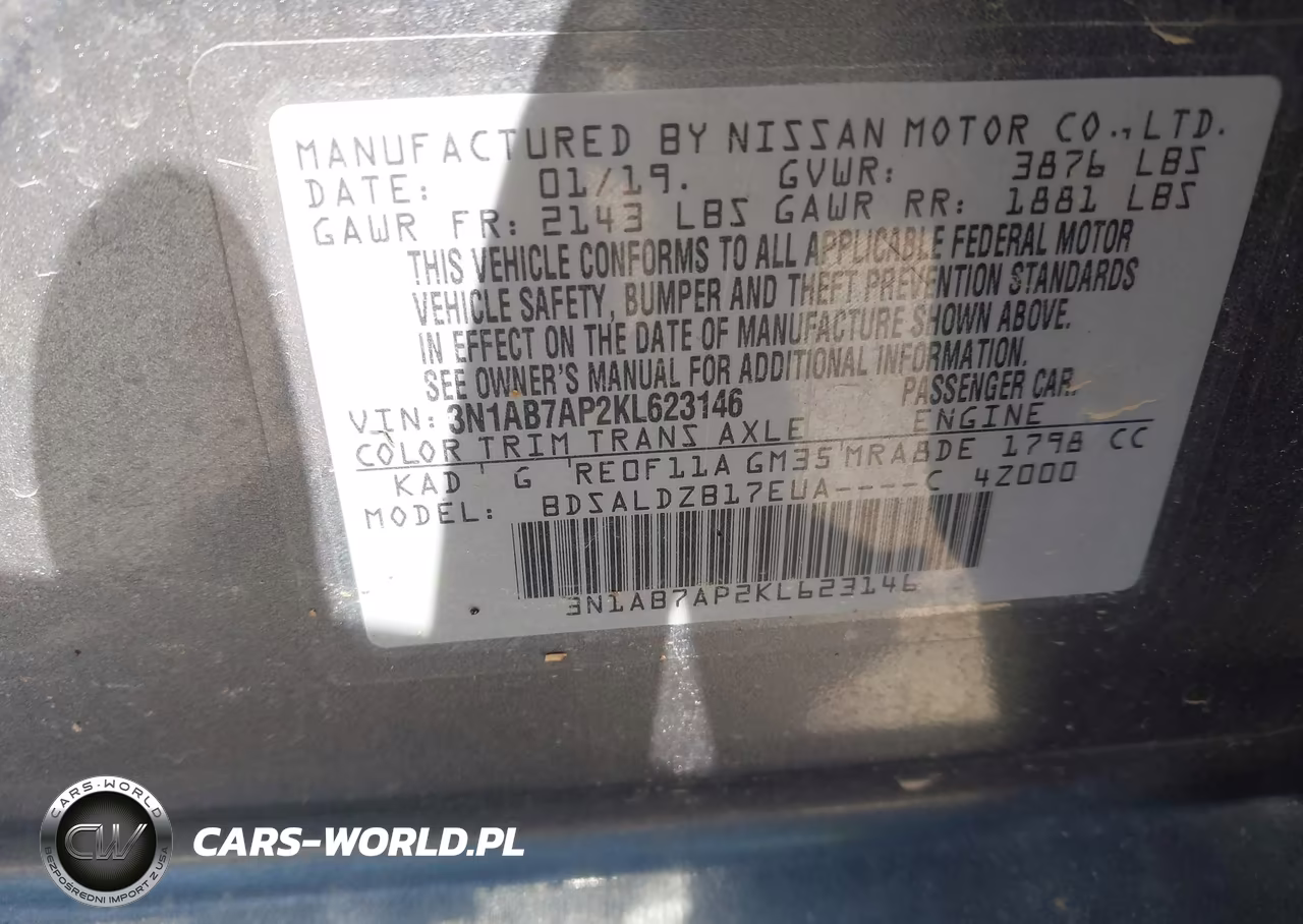 2019 Nissan Sentra Sv VIN:3N1AB7AP2KL623146 - 9