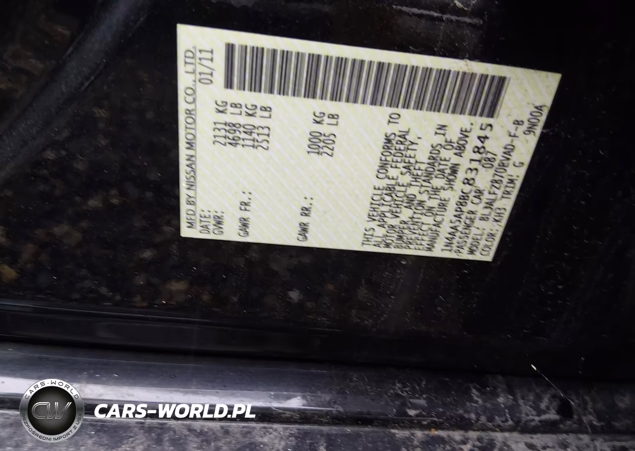 2011 Nissan Maxima 3.5 Sv VIN:1N4AA5AP8BC831845 - 9