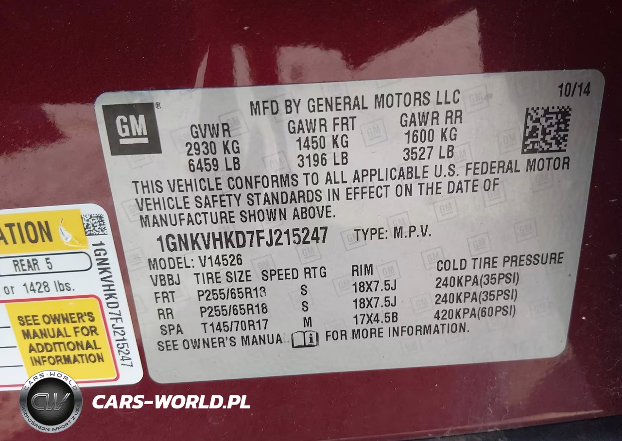 2015 Chevrolet Traverse Lt VIN:1GNKVHKD7FJ215247 - 9