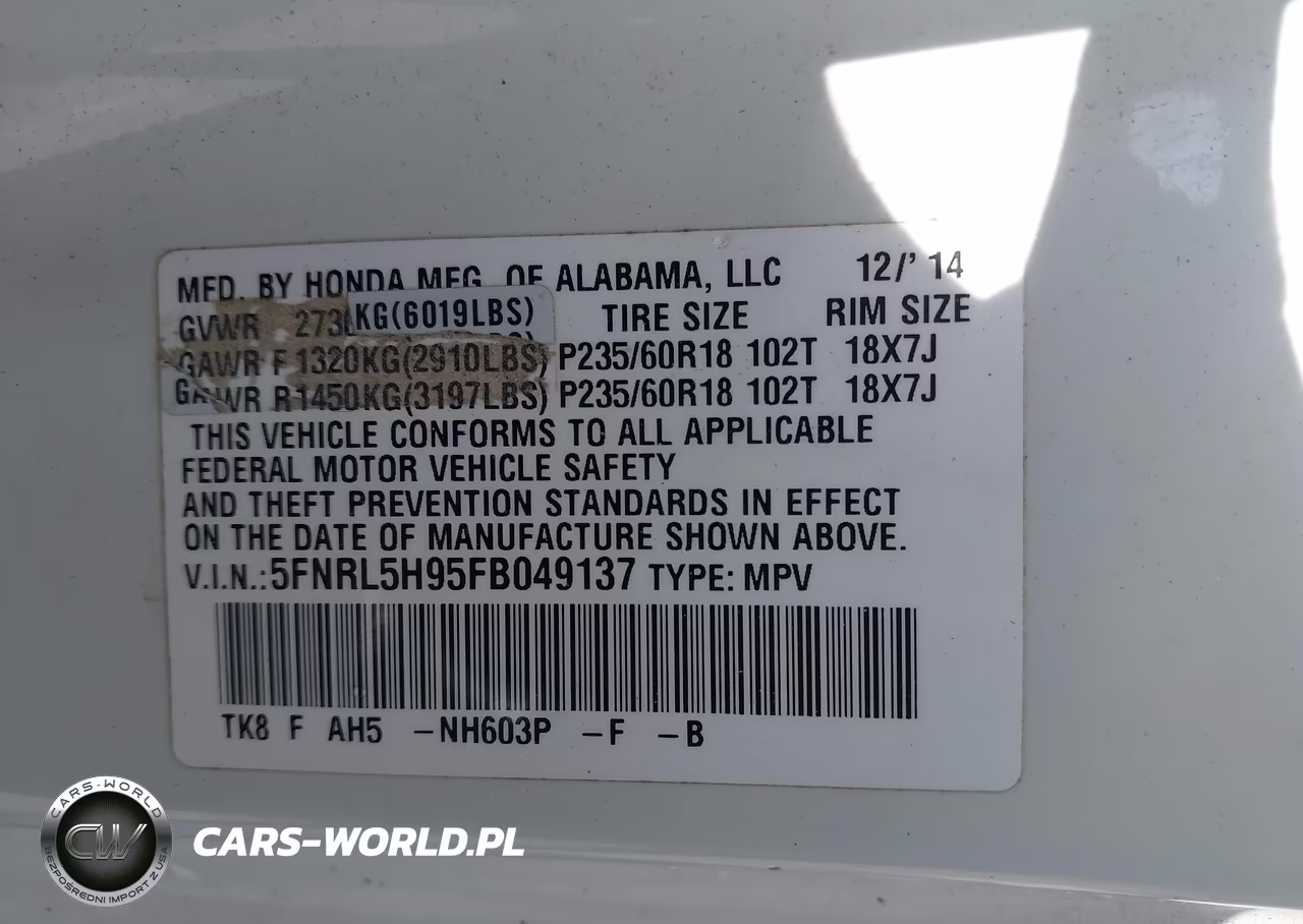 2015 Honda Odyssey Touring-Touring Elite VIN:5FNRL5H95FB049137 - 9