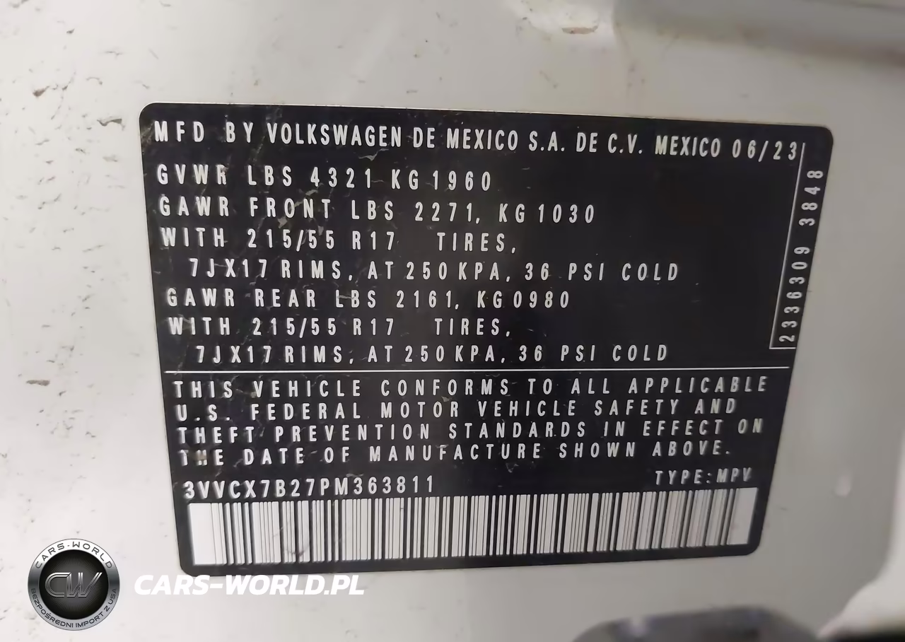 2023 Volkswagen Taos 1.5T S VIN:3VVCX7B27PM363811 - 9