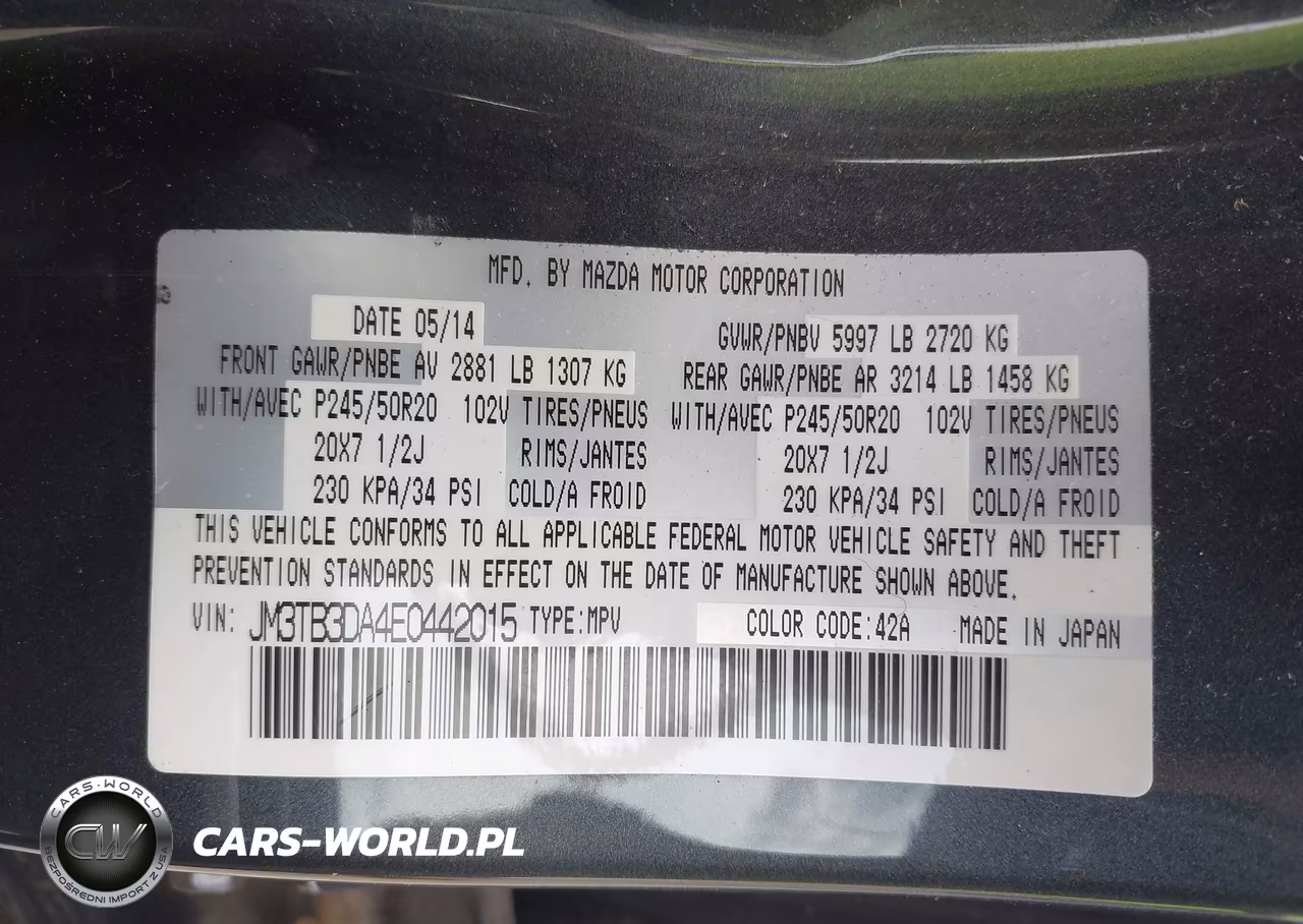 2014 Mazda Cx-9 Grand Touring VIN:JM3TB3DA4E0442015 - 9