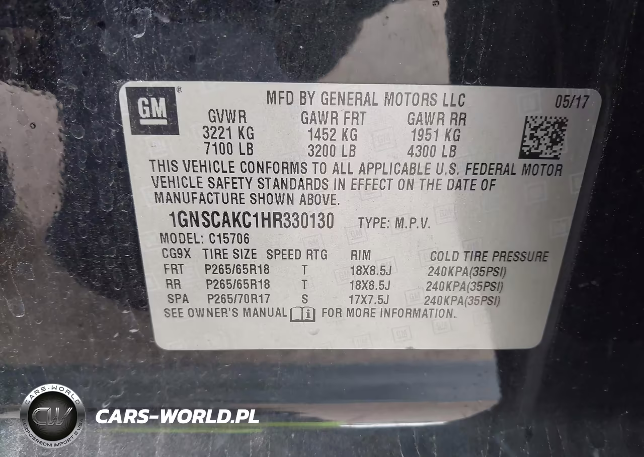 2017 Chevrolet Tahoe Ls VIN:1GNSCAKC1HR330130 - 9