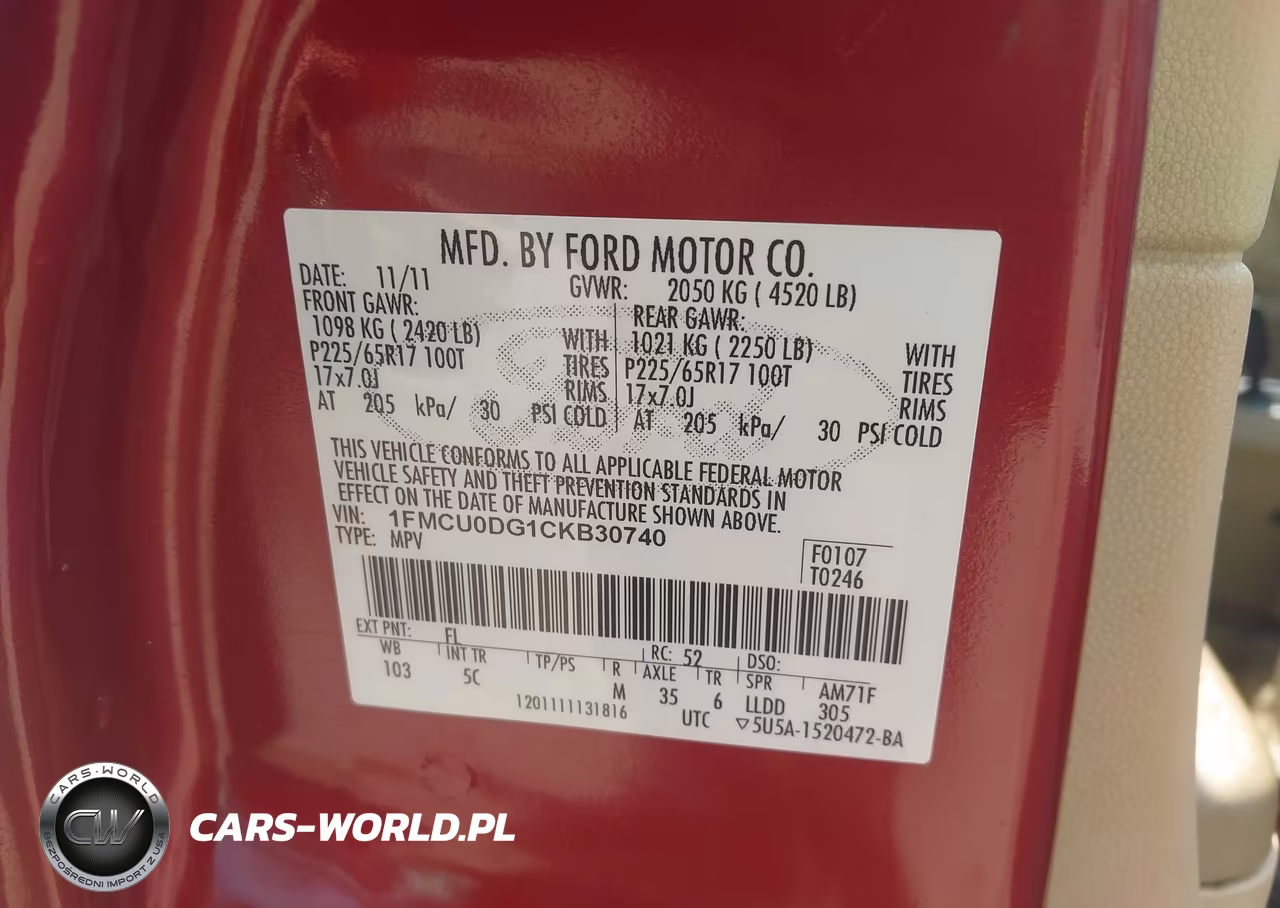 2012 Ford Escape Xlt VIN:1FMCU0DG1CKB30740 - 9