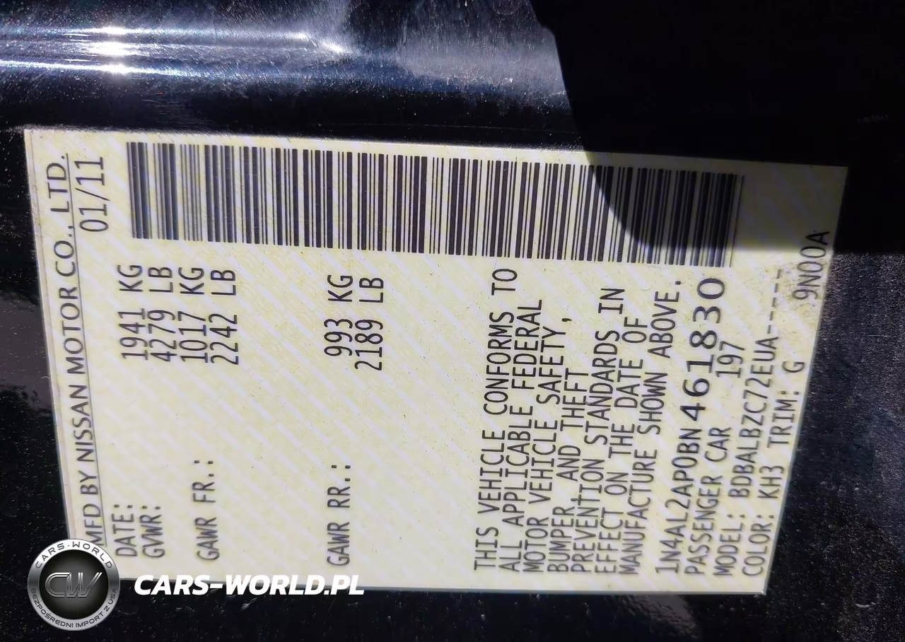 2011 Nissan Altima VIN:1N4AL2AP0BN461830 - 9