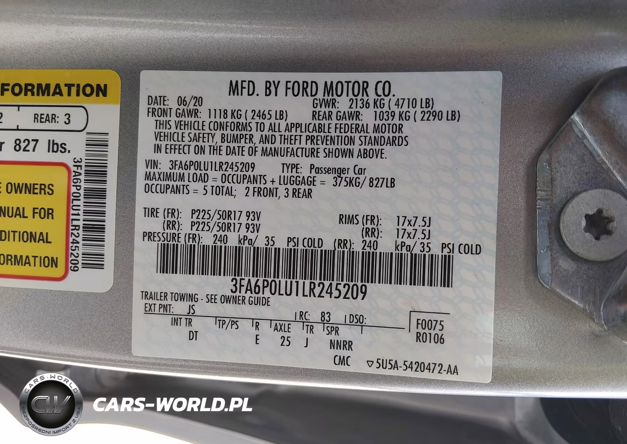 2020 Ford Fusion Hybrid Se VIN:3FA6P0LU1LR245209 - 9