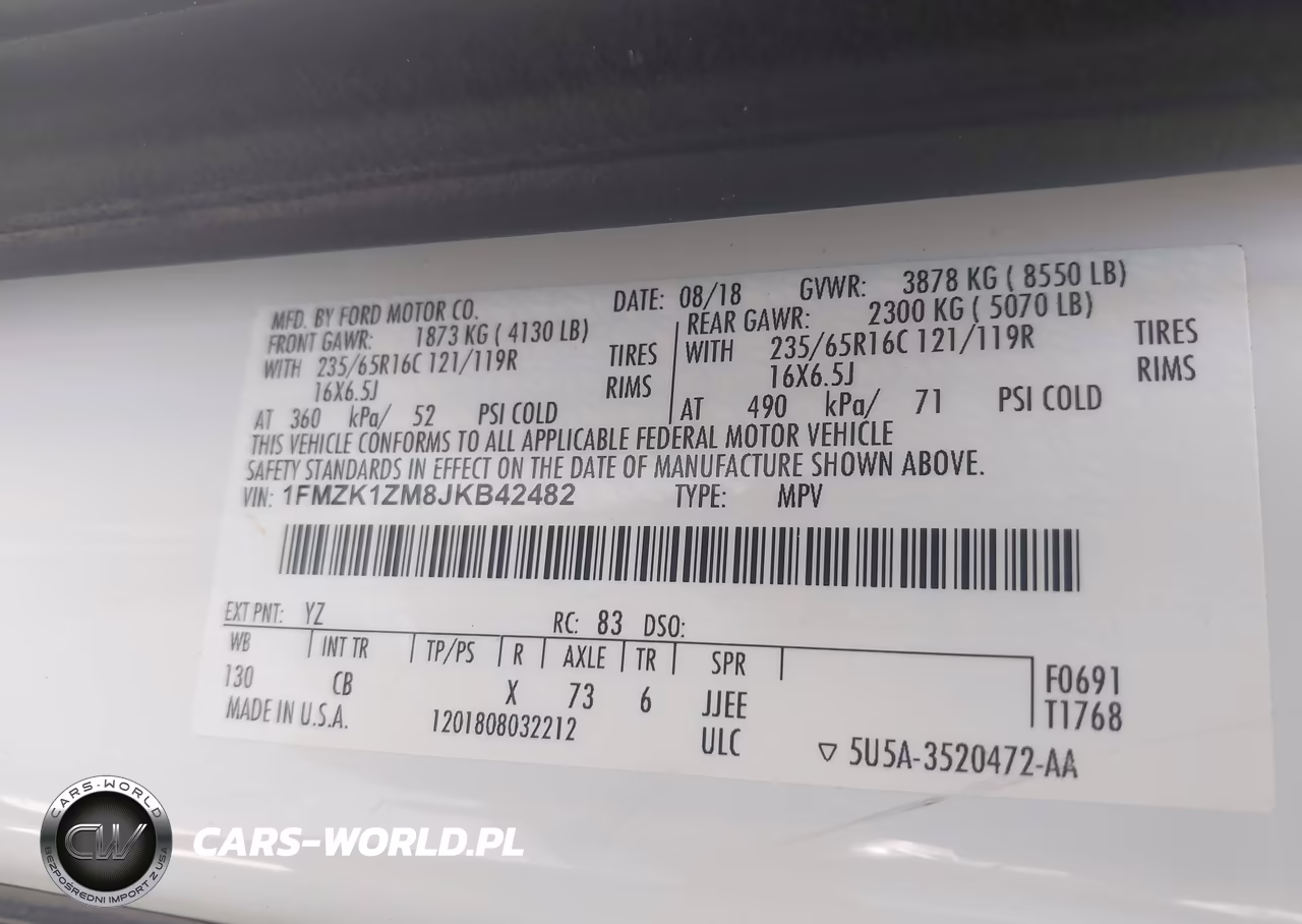 2018 Ford Transit-150 Xl VIN:1FMZK1ZM8JKB42482 - 9