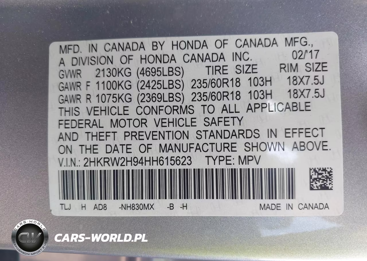 2017 Honda Cr-V Touring VIN:2HKRW2H94HH615623 - 9