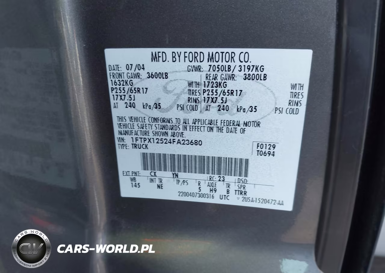2004 Ford F-150 Lariat-Xl-Xlt VIN:1FTPX12524FA23680 - 9