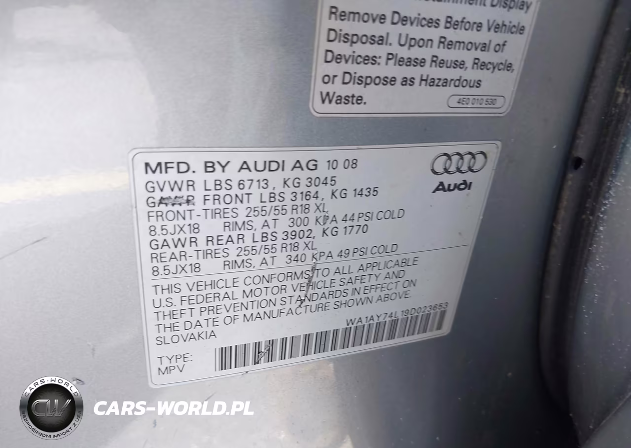 2009 Audi Q7 3.6 5 Passenger-3.6 Premium VIN:WA1AY74L19D023653 - 9
