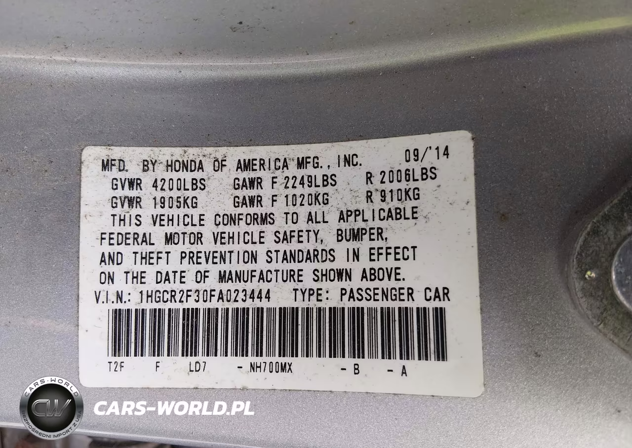 2015 Honda Accord Lx VIN:1HGCR2F30FA023444 - 9