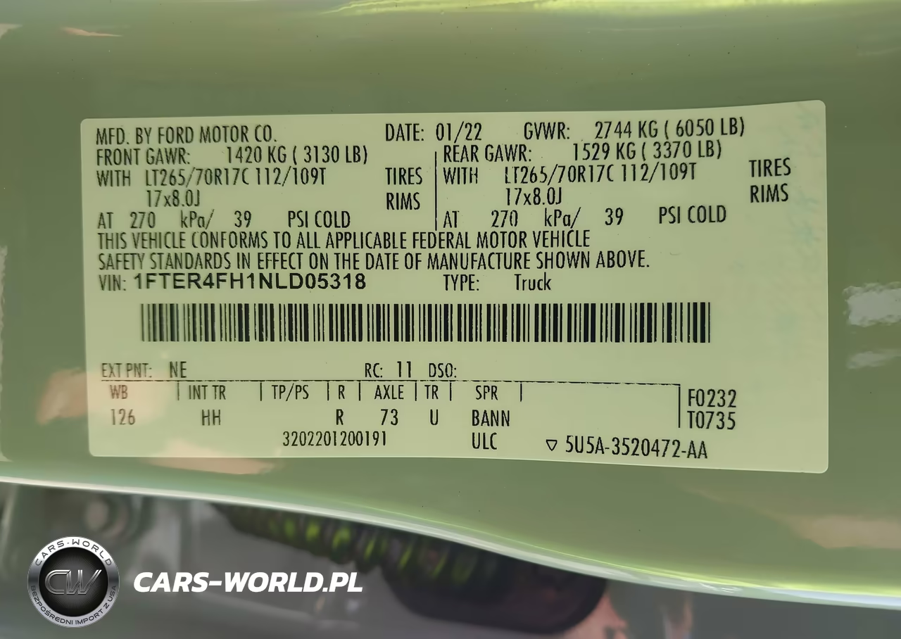 2022 Ford Ranger Lariat VIN:1FTER4FH1NLD05318 - 9