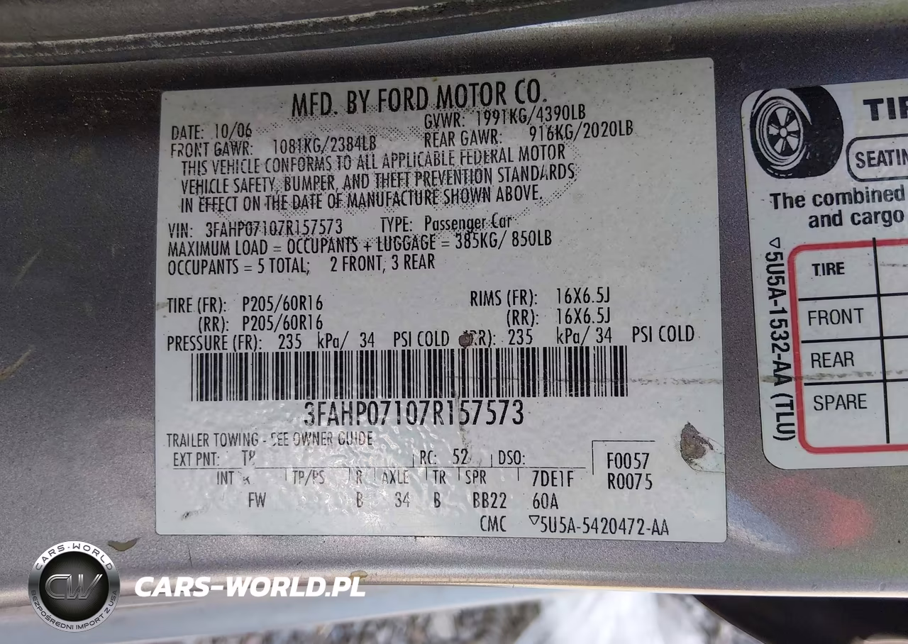 2007 Ford Fusion Se VIN:3FAHP07107R157573 - 9