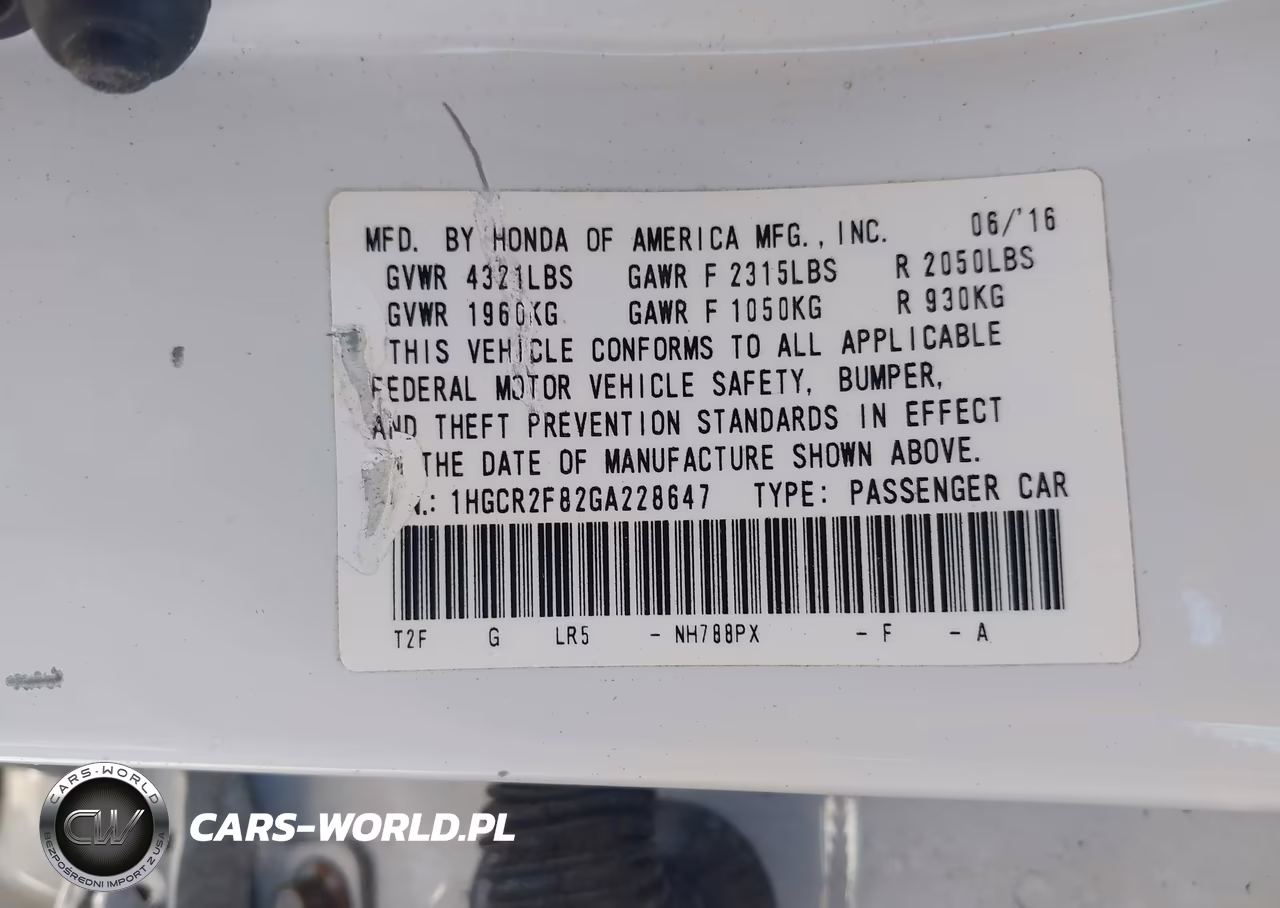 2016 Honda Accord Ex-L VIN:1HGCR2F82GA228647 - 9