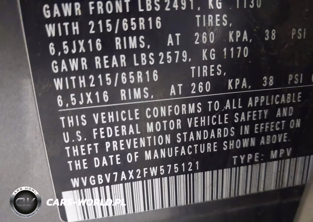 2015 Volkswagen Tiguan S VIN:WVGBV7AX2FW575121 - 9