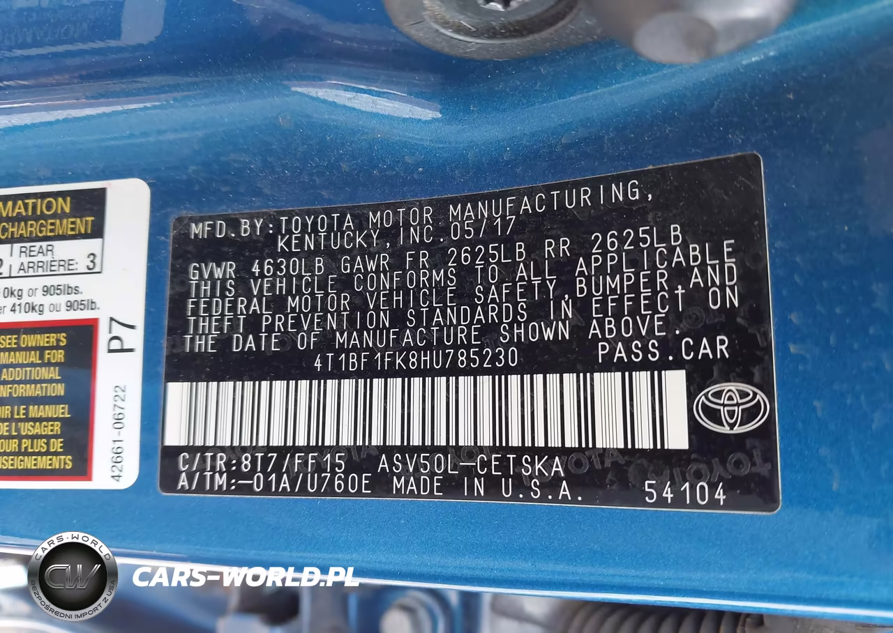 2017 Toyota Camry Se VIN:4T1BF1FK8HU785230 - 9