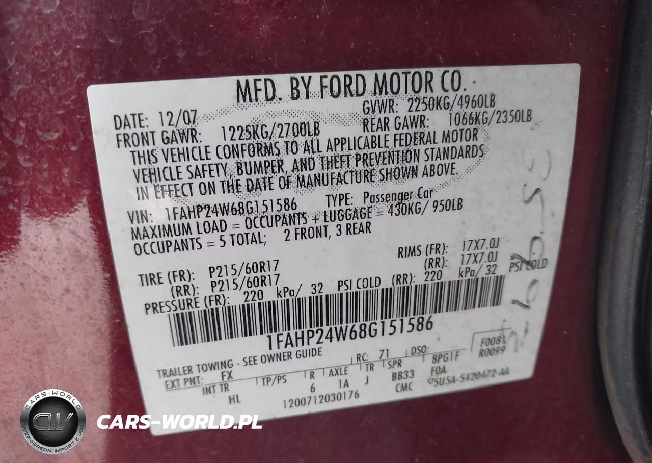 2008 Ford Taurus Sel VIN:1FAHP24W68G151586 - 9