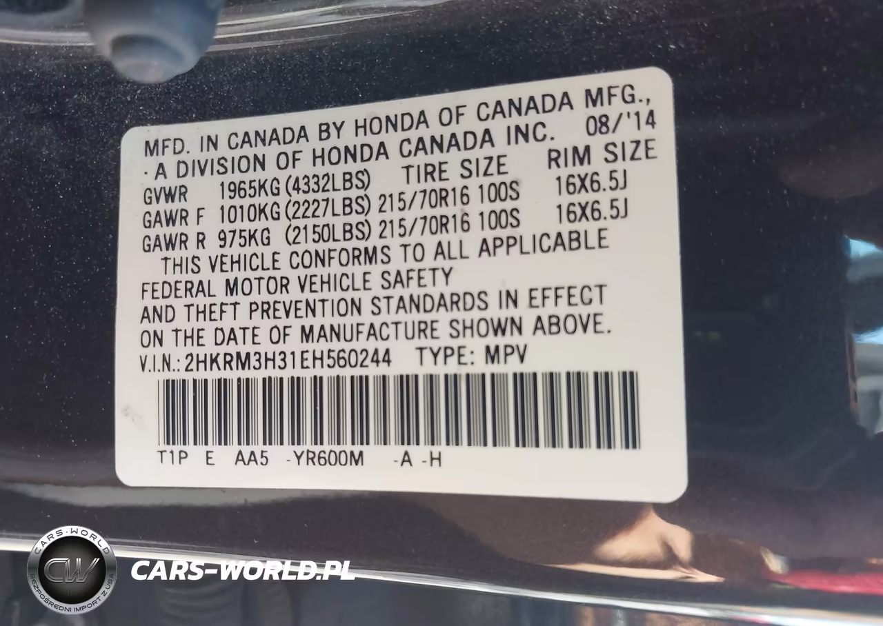 2014 Honda Cr-V Lx VIN:2HKRM3H31EH560244 - 9