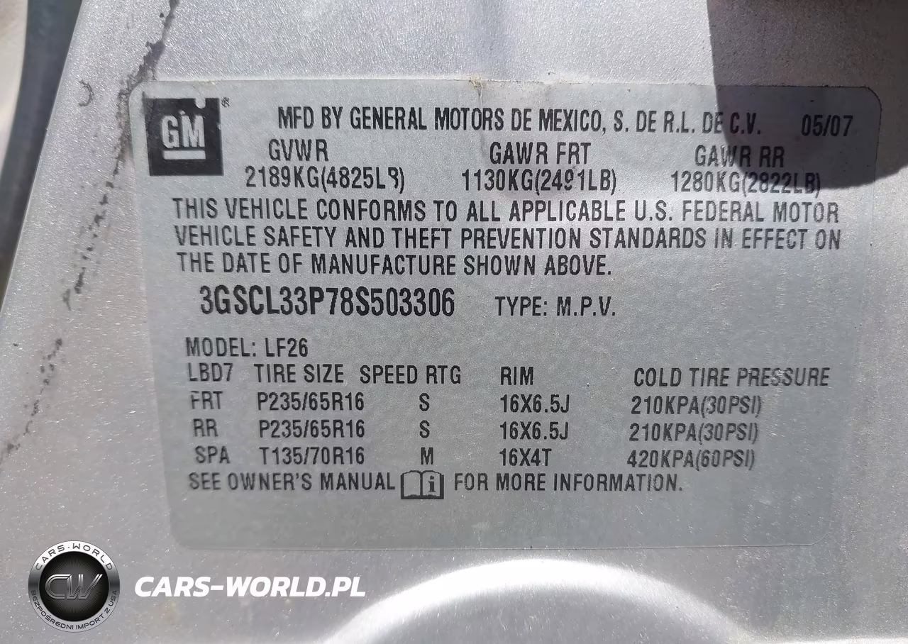 2008 Saturn Vue 4-Cyl Xe VIN:3GSCL33P78S503306 - 9
