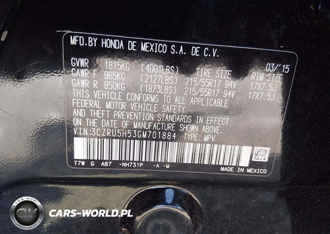 2016 Honda Hr-V Ex VIN:3CZRU5H53GM701884 - 9