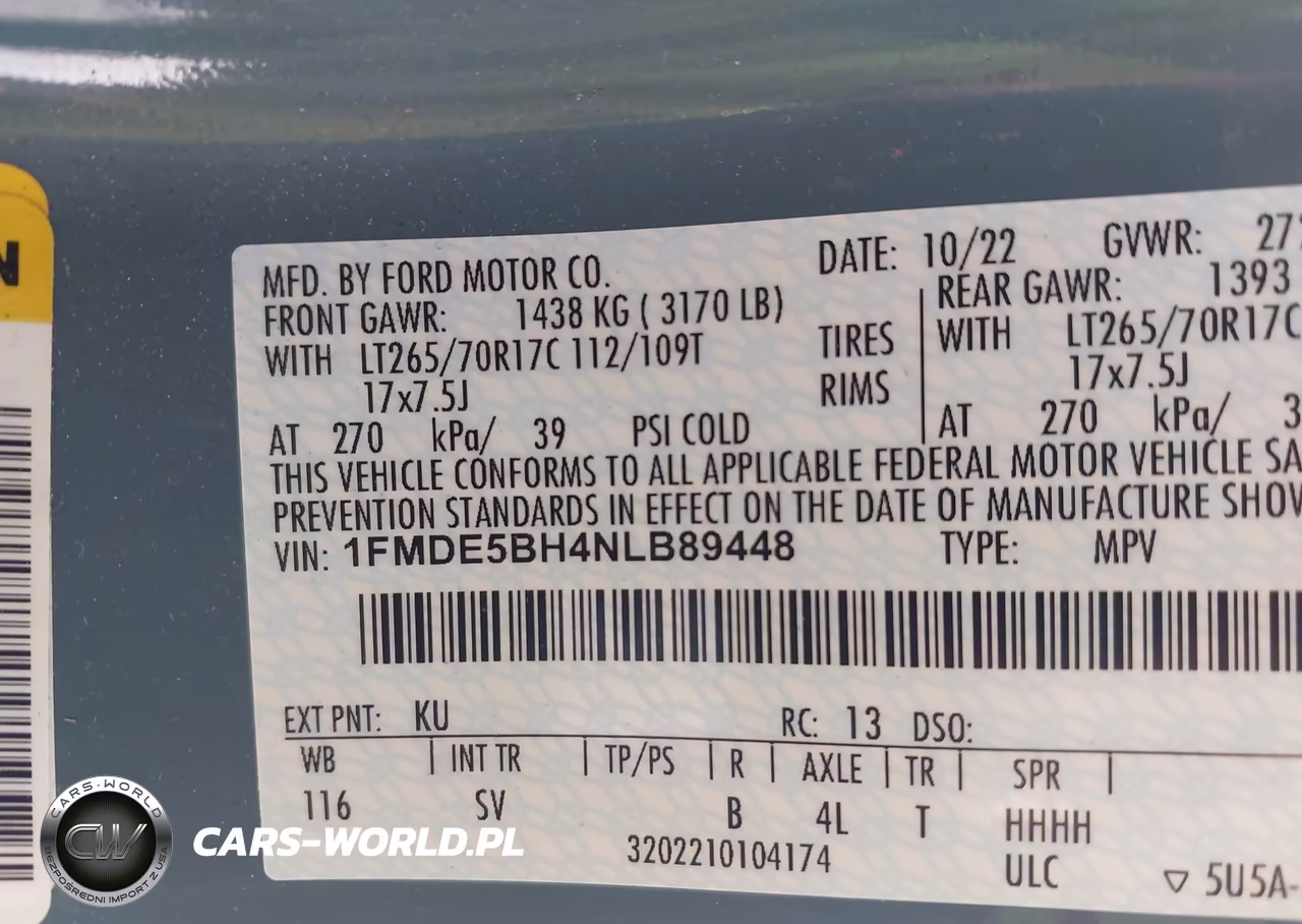 2022 Ford Bronco Black Diamond VIN:1FMDE5BH4NLB89448 - 9