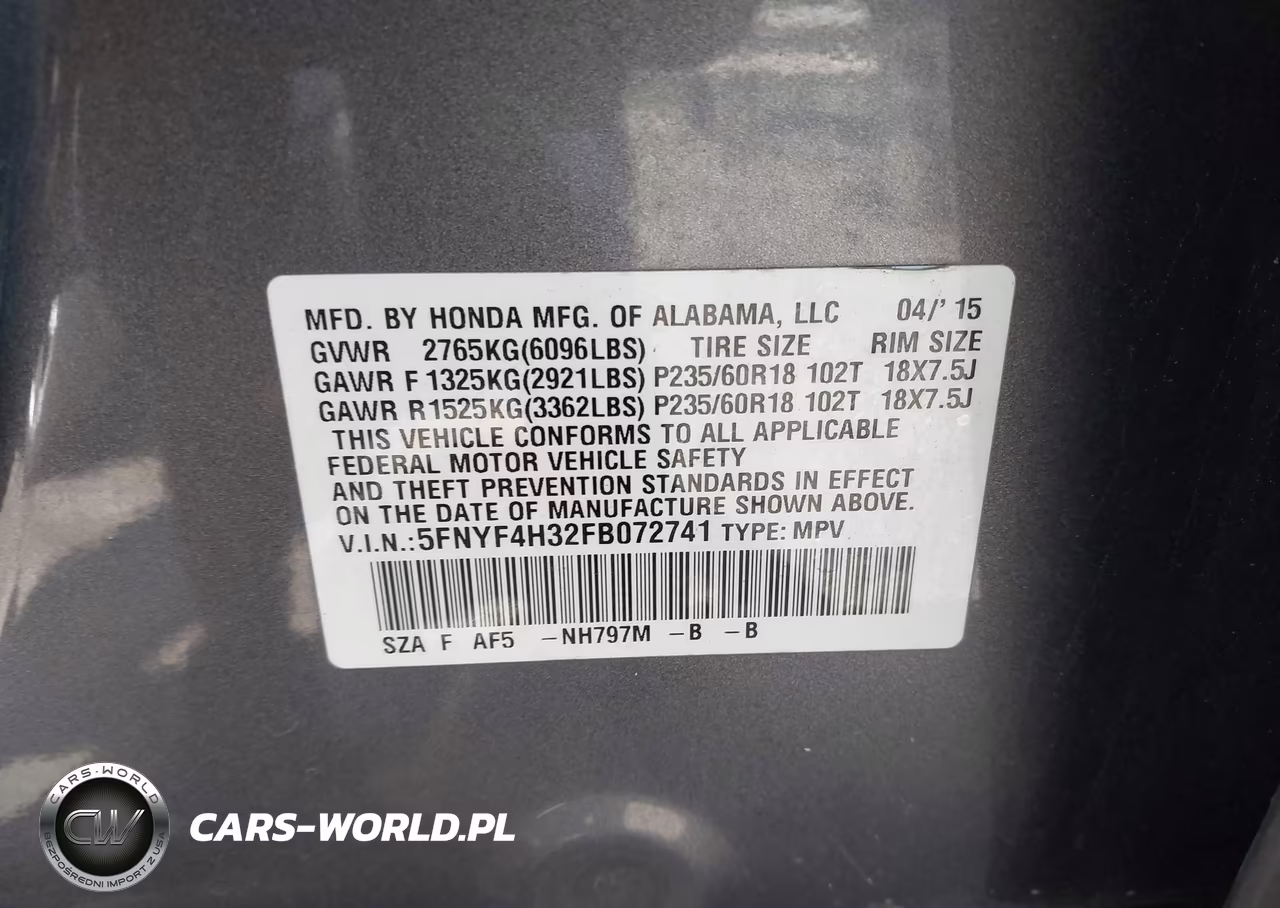 2015 Honda Pilot Se VIN:5FNYF4H32FB072741 - 9