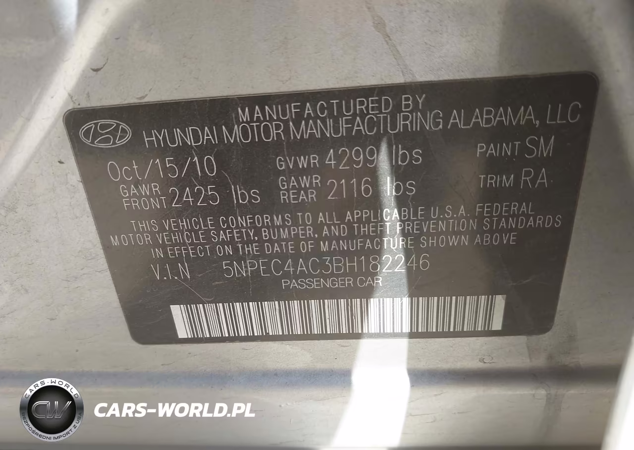 2011 Hyundai Sonata Se VIN:5NPEC4AC3BH182246 - 9