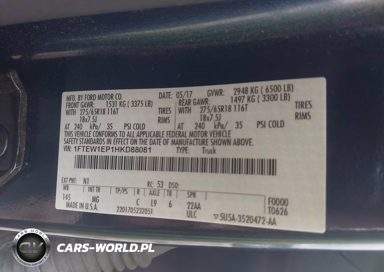 2017 Ford F-150 Xlt VIN:1FTEW1EP1HKD88081 - 9