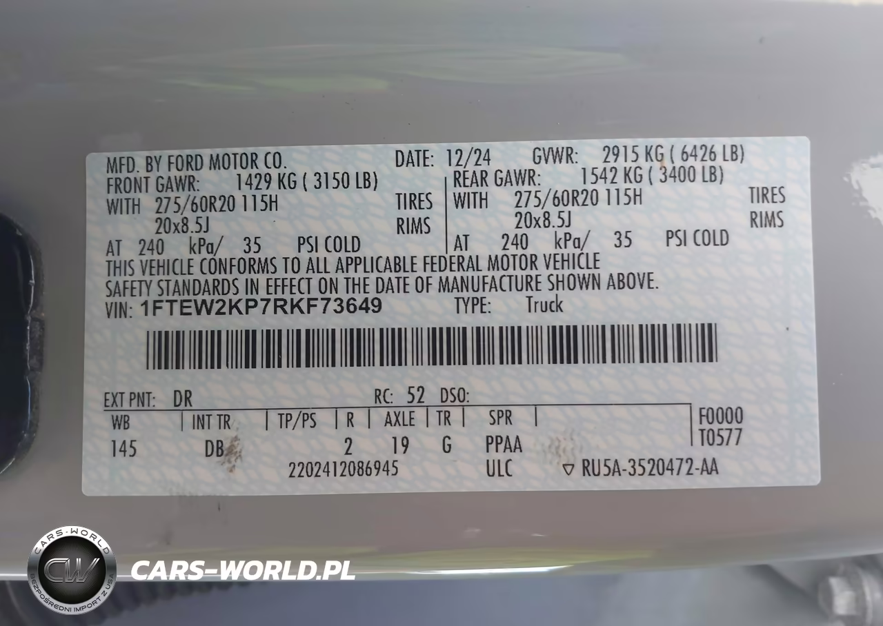2024 Ford F-150 Stx VIN:1FTEW2KP7RKF73649 - 9
