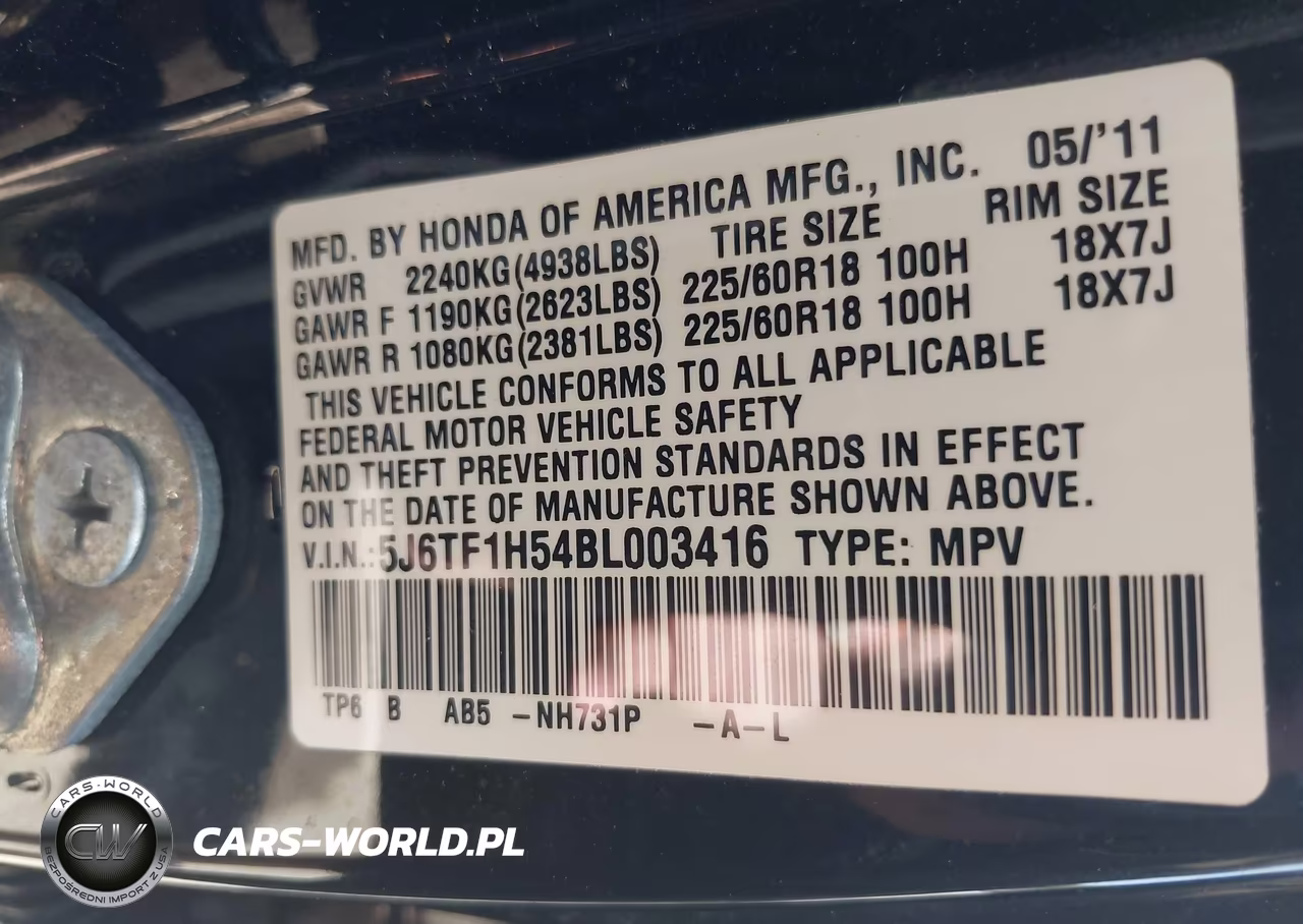 2011 Honda Accord Crosstour Ex-L VIN:5J6TF1H54BL003416 - 9