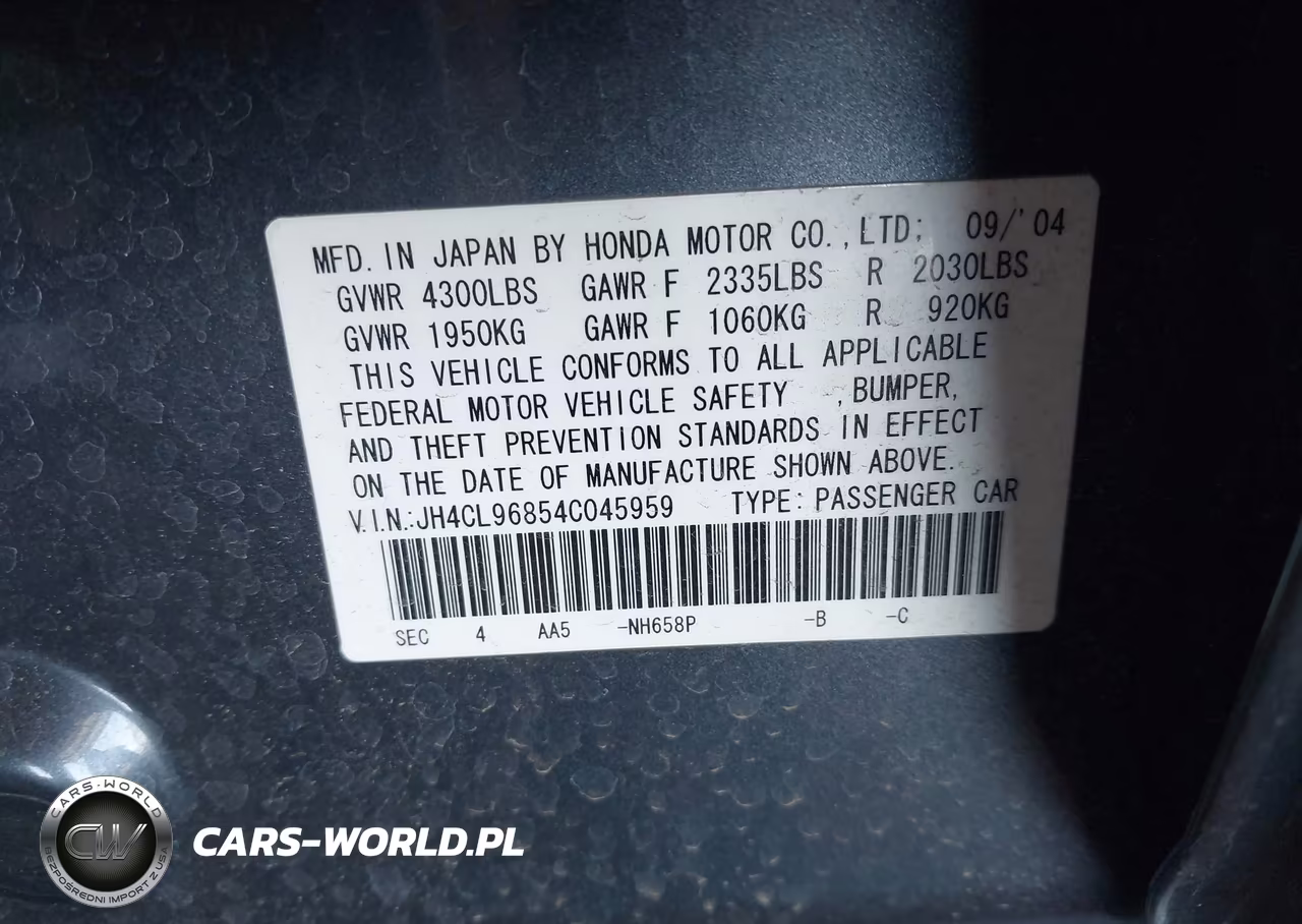2004 Acura Tsx VIN:JH4CL96854C045959 - 9