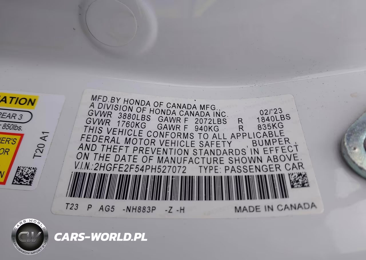 2023 Honda Civic Sport VIN:2HGFE2F54PH527072 - 9