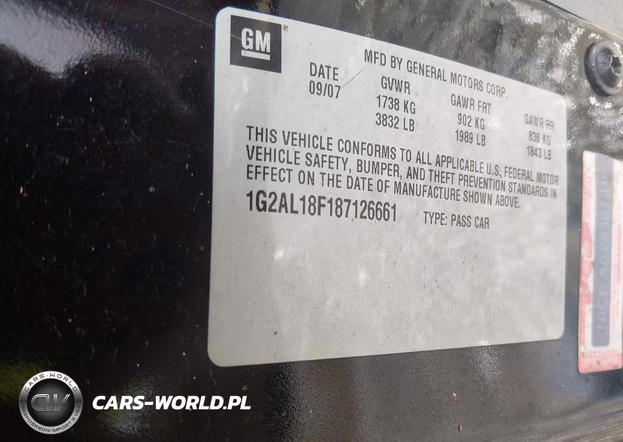 2008 Pontiac G5 VIN:1G2AL18F187126661 - 9