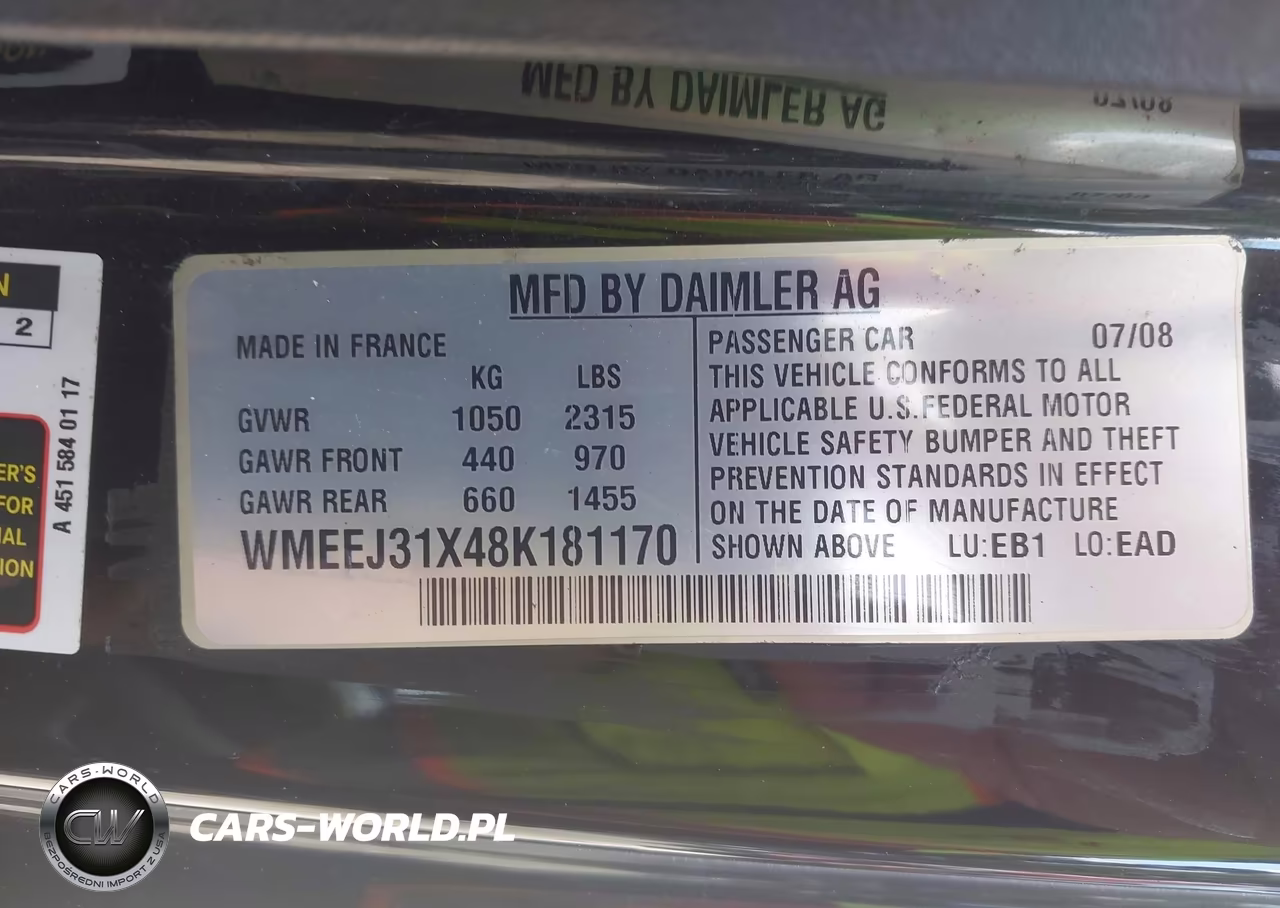 2008 Smart Fortwo Passion-Pure VIN:WMEEJ31X48K181170 - 9