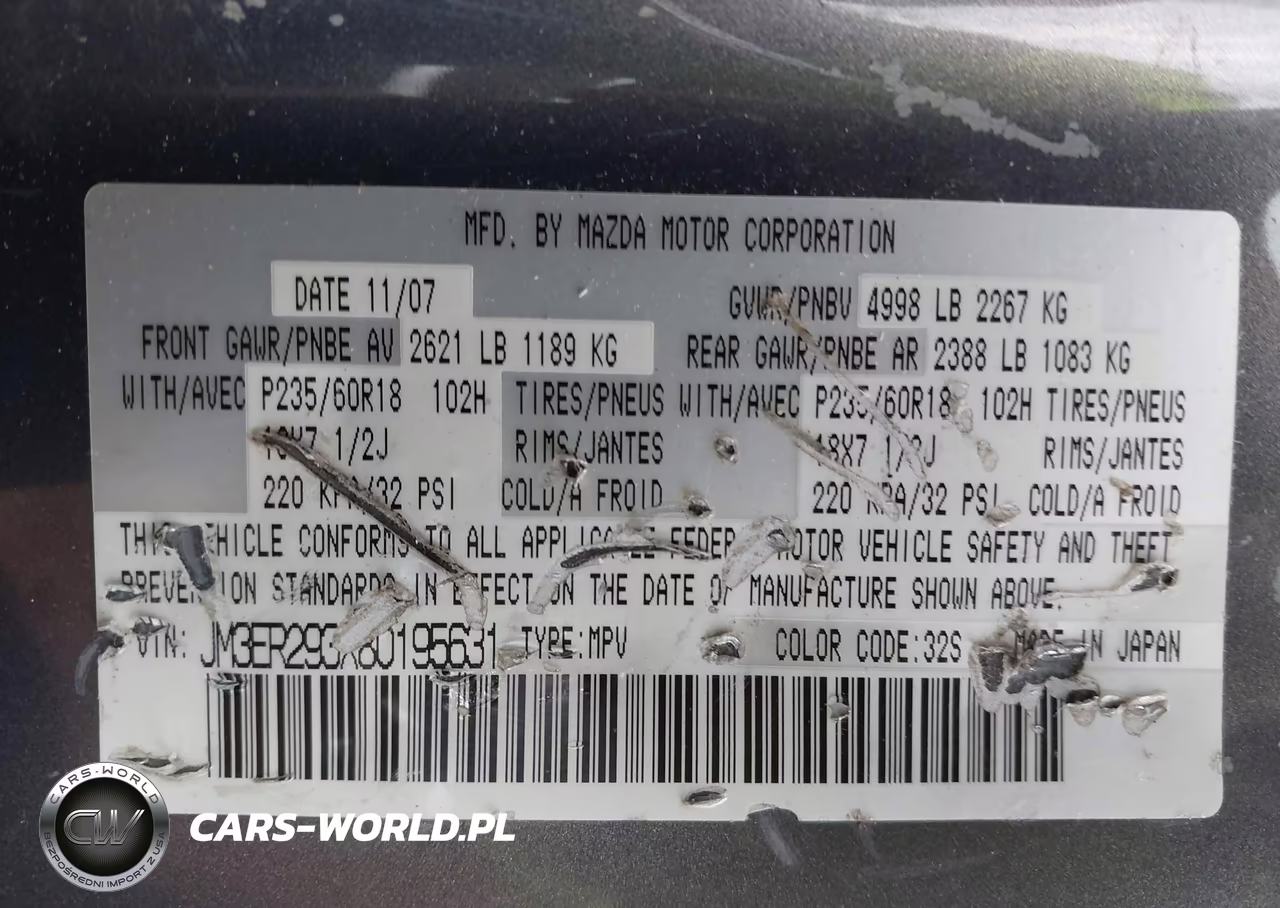 2008 Mazda Cx-7 VIN:JM3ER293X80195631 - 9