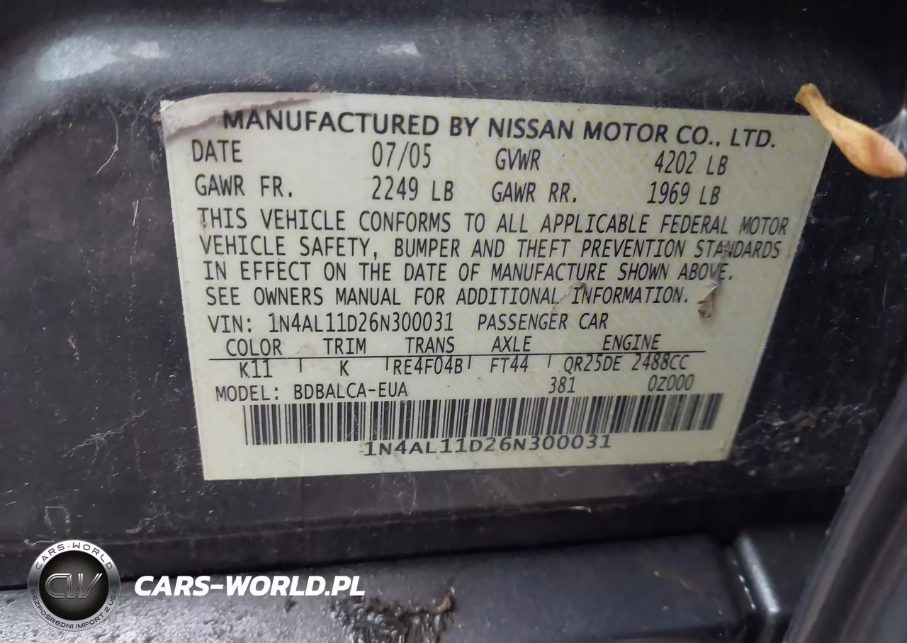 2006 Nissan Altima 2.5 S VIN:1N4AL11D26N300031 - 9