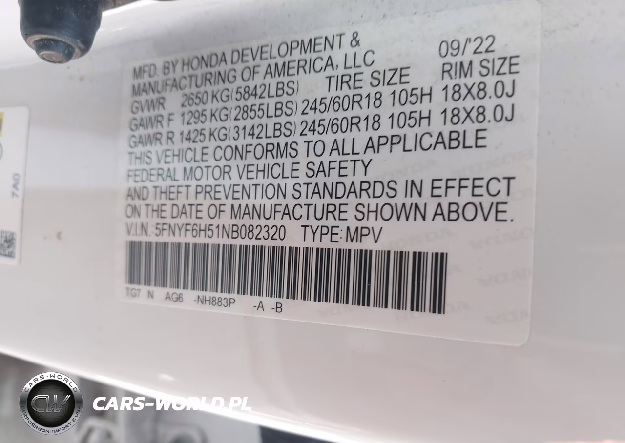 2022 Honda Pilot Awd Ex-L VIN:5FNYF6H51NB082320 - 9