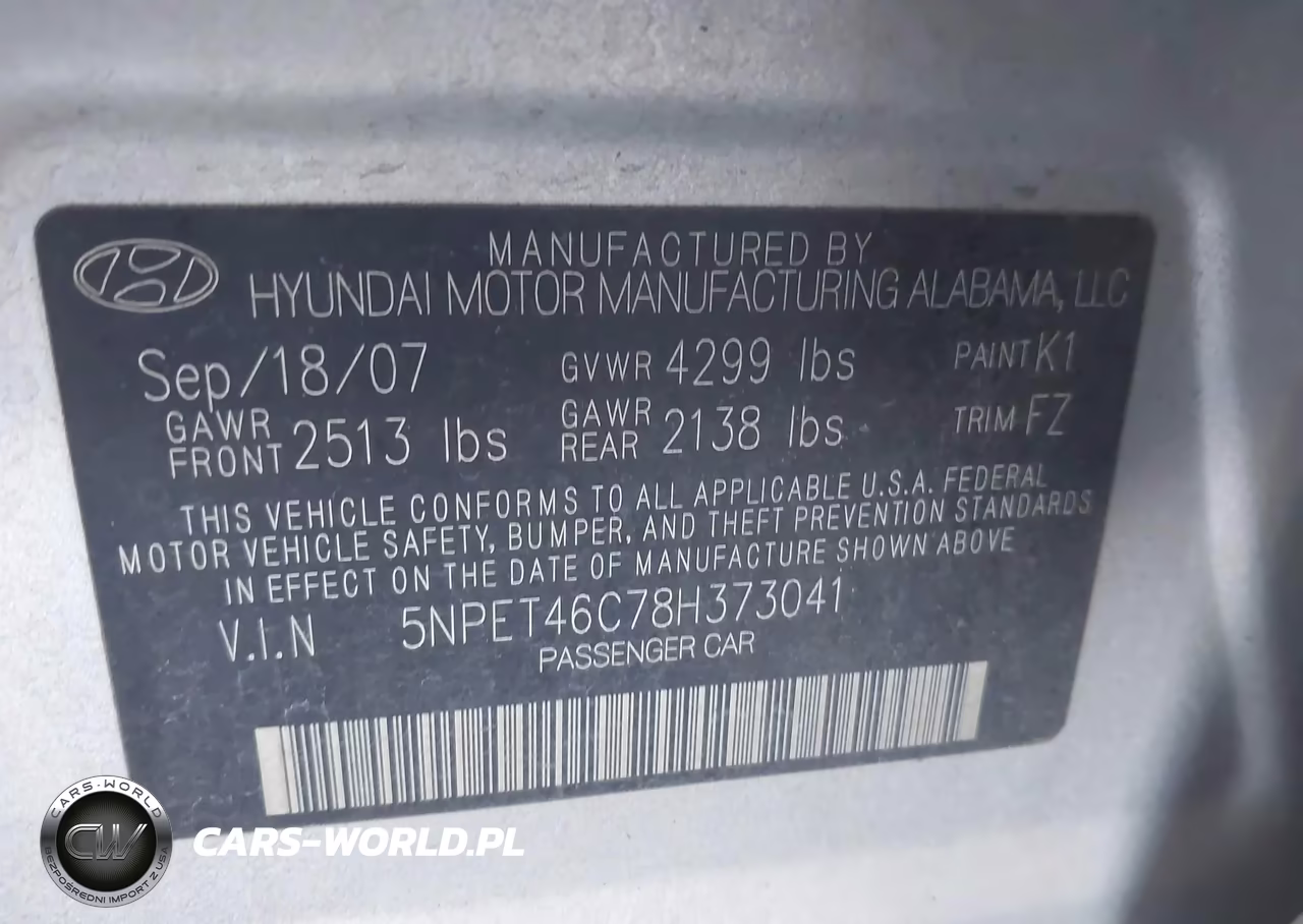 2008 Hyundai Sonata Gls VIN:5NPET46C78H373041 - 9