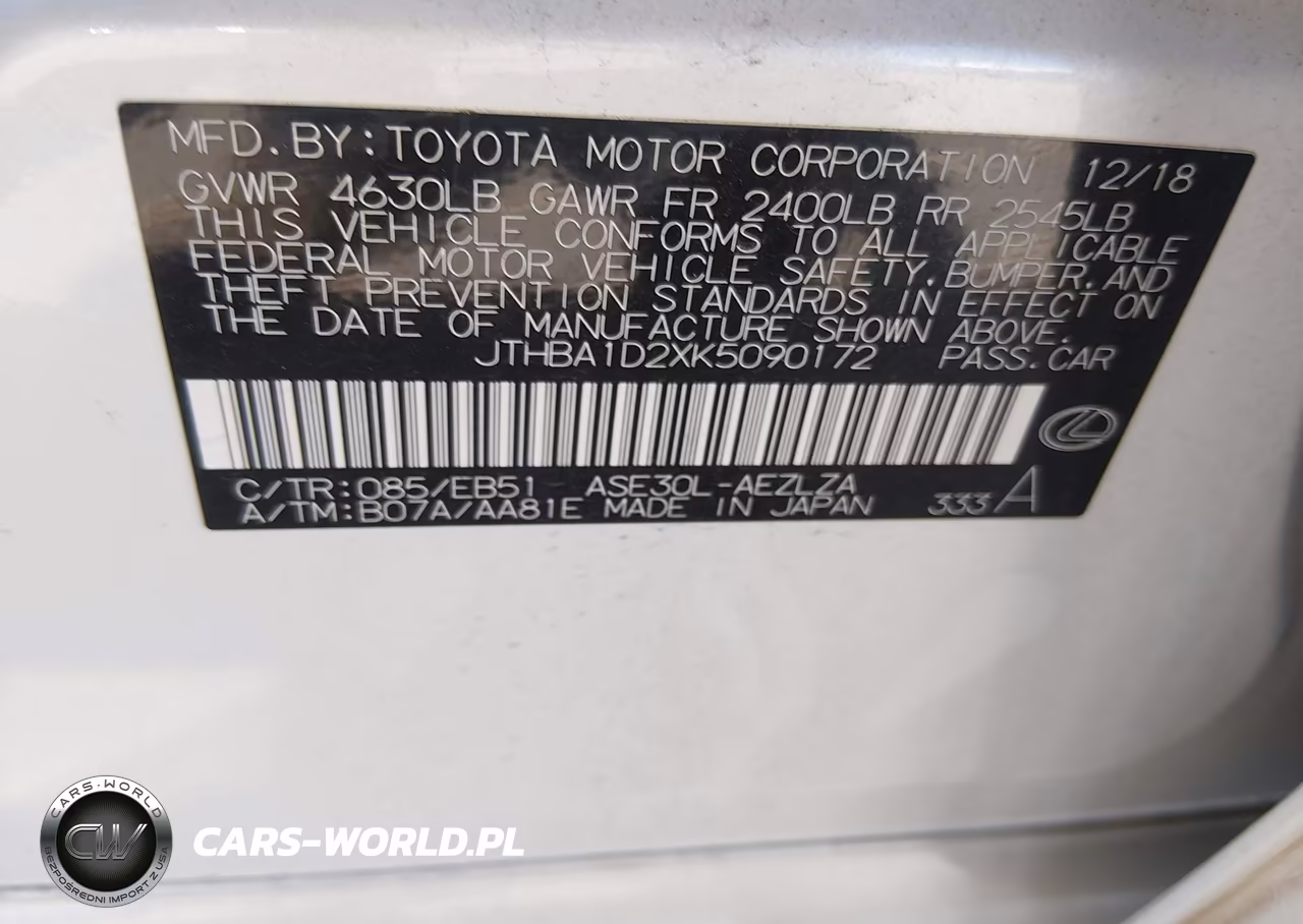 2019 Lexus Is 300 VIN:JTHBA1D2XK5090172 - 9