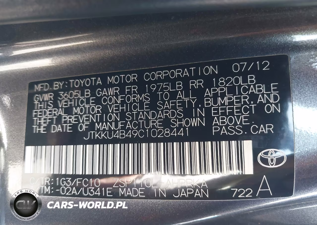 2012 Scion Xd VIN:JTKKU4B49C1028441 - 9