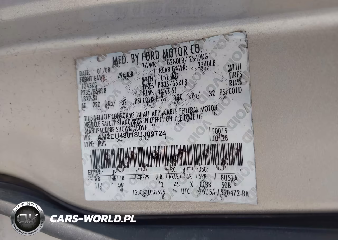 2008 Mercury Mountaineer Premier VIN:4M2EU48818UJ09724 - 9