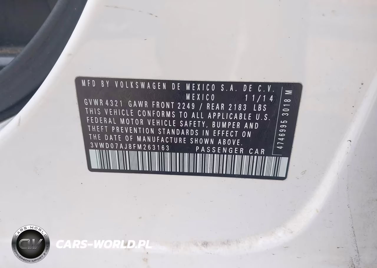 2015 Volkswagen Jetta 1.8T Se VIN:3VWD07AJ8FM263163 - 9
