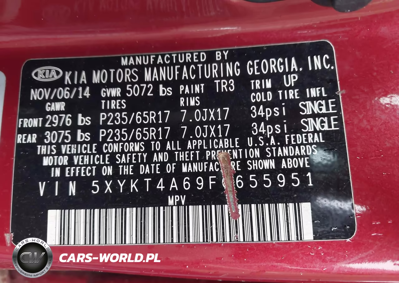2015 Kia Sorento Lx VIN:5XYKT4A69FG655951 - 9