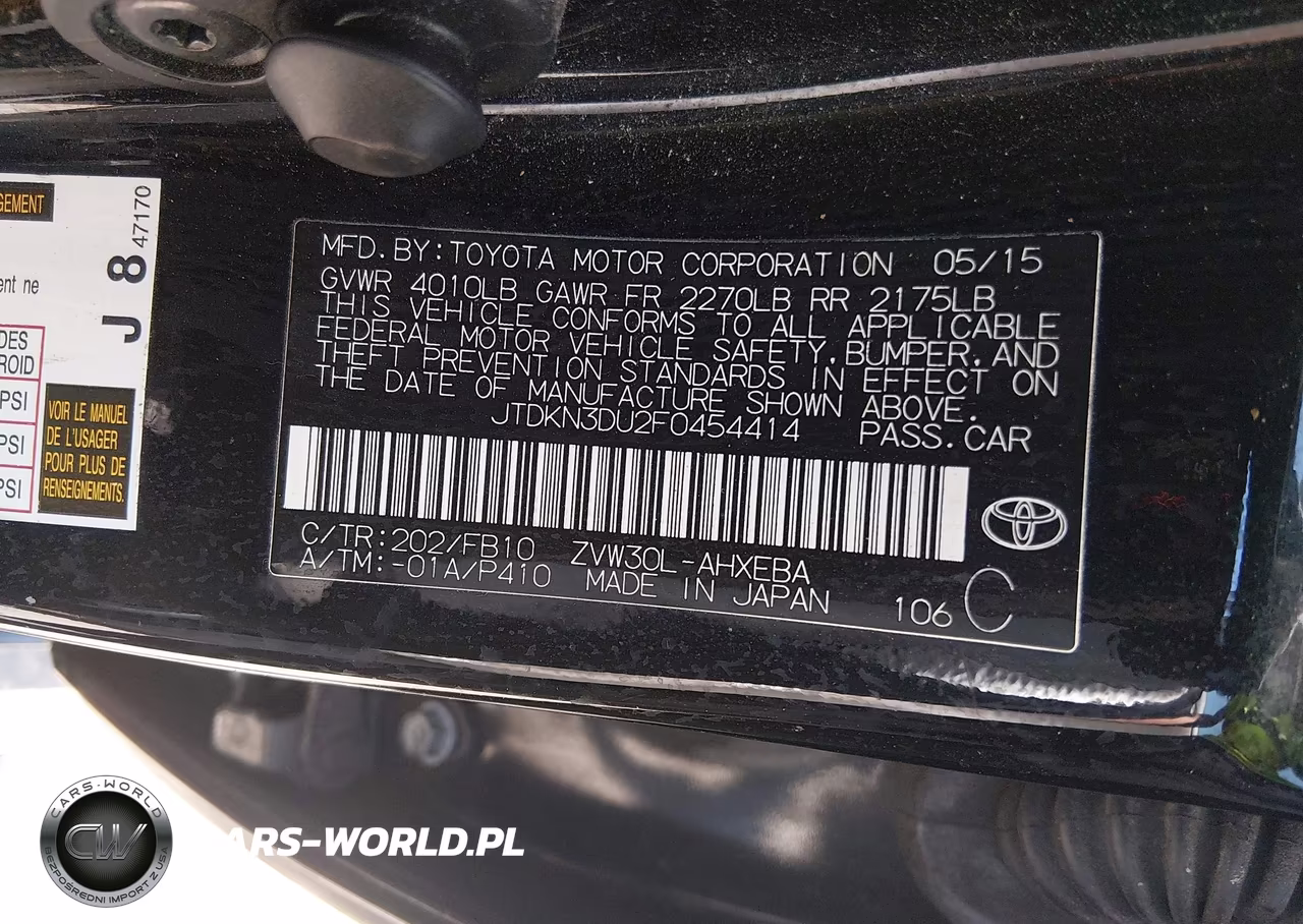 2015 Toyota Prius Two VIN:JTDKN3DU2F0454414 - 9