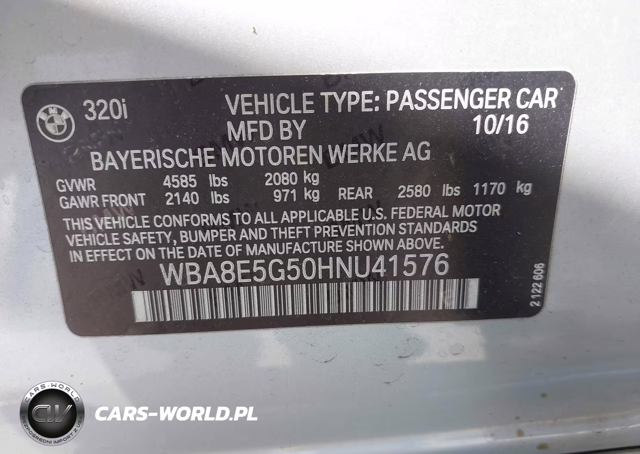 2017 BMW 320I xDrive VIN:WBA8E5G50HNU41576 - 9