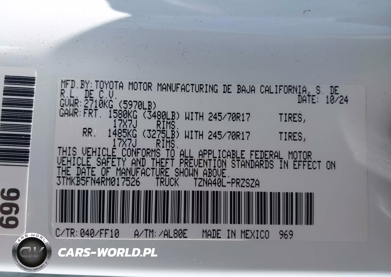 2024 Toyota Tacoma Sr5 VIN:3TMKB5FN4RM017526 - 9